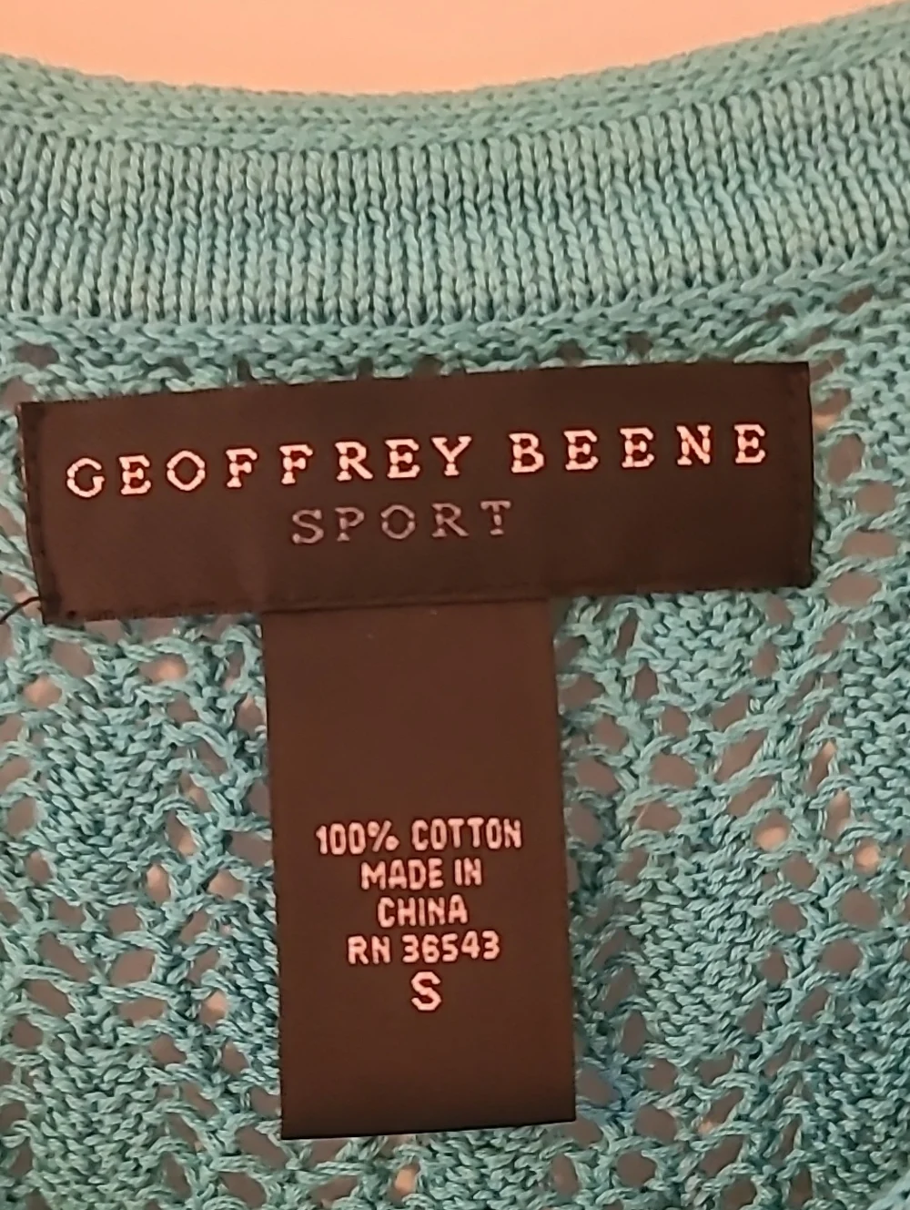 Geoffrey Beene Pointelle Knit Boho Tank Top Turquoise Sleeveless Sweater